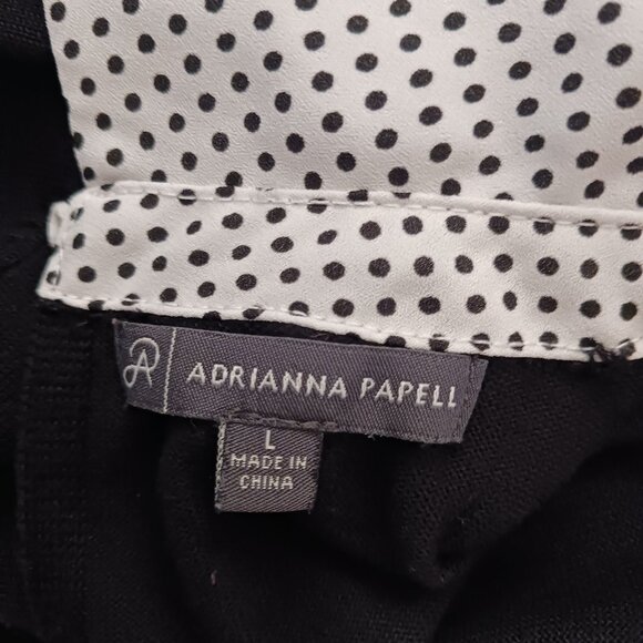 Adrianna Papell Women's Long Sleeve Combo Woven Black Sweater Top Black Size L - Picture 11 of 13